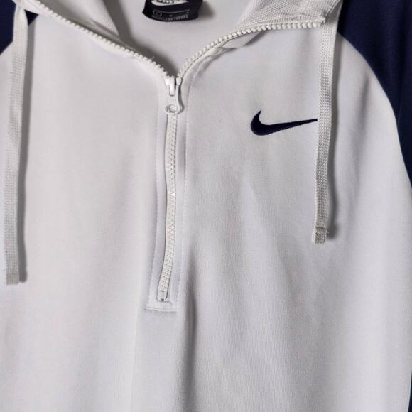 Nike 1/4 Zip Front White Long Sleeve Hooded Sweatshirt Men's L A0090 - Picture 2 of 7